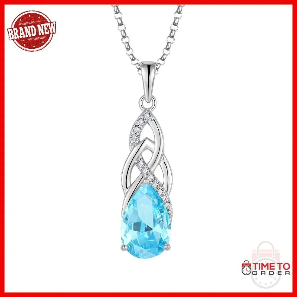 Sterling Silver Celtic Knot Infinity Pendant Necklace with Birthstone